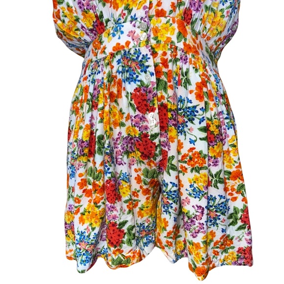 Vintage 80’s Blue Cabana Floral Romper Size Small - Picture 7 of 10